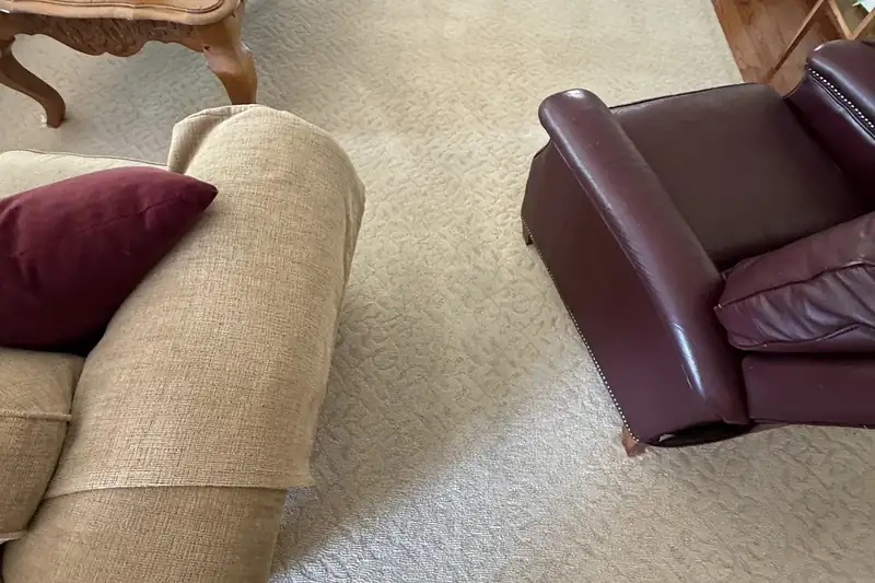 After: the same carpet after truck-mounted hot water extraction by our Clarendon Hills office