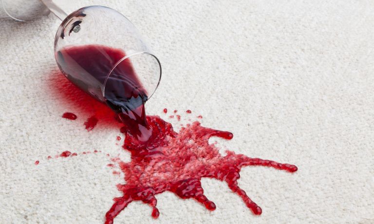 wine stains on the rug