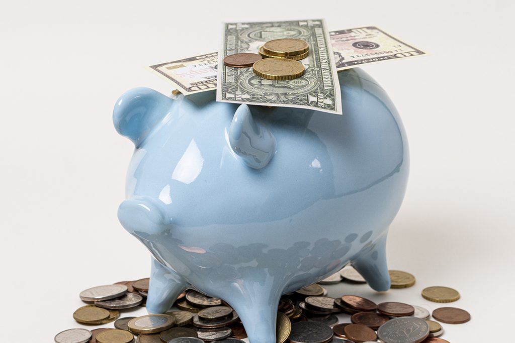 piggy bank money saved from affordable carpet cleaning